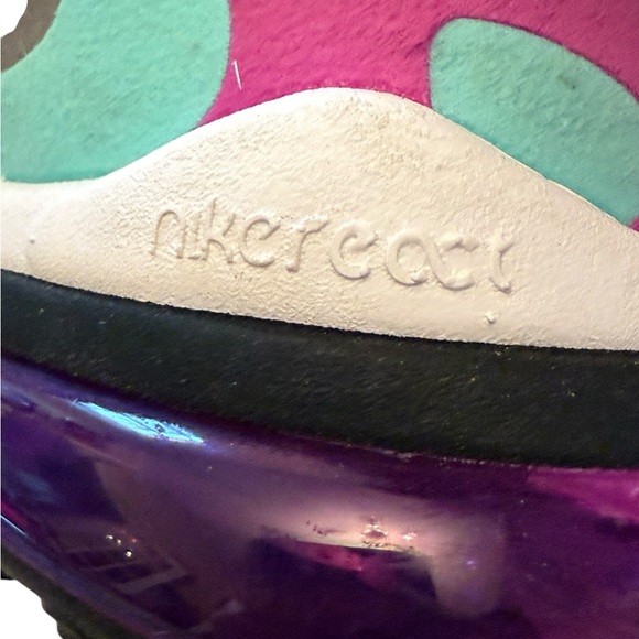 Nike Air Max 270 Sneakers - React Run Girls Size 6Y Gray, Green, Purple, Yellow - Picture 13 of 14